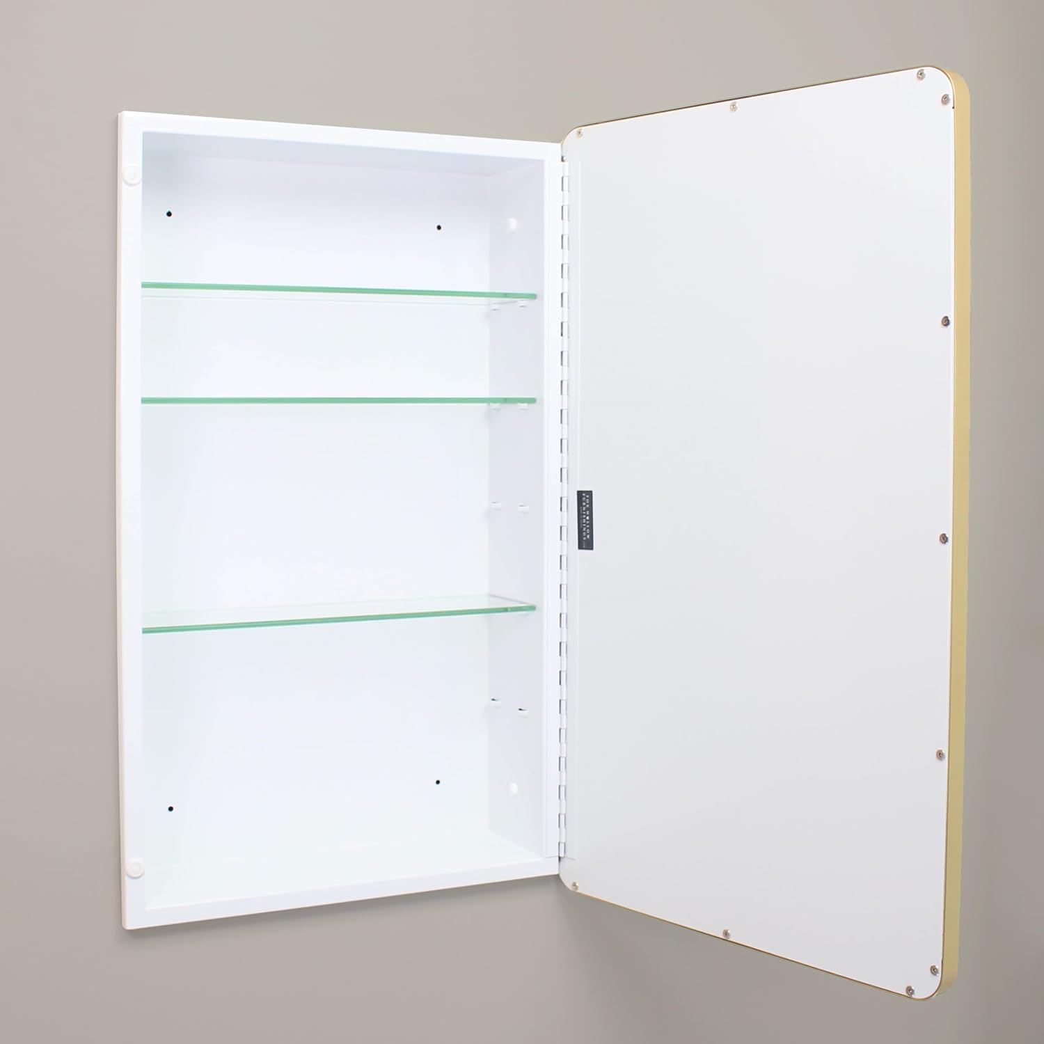 16×20 Austin Farmhouse Metal Framed Rounded Rectangle Recessed Bathroom Medicine Cabinet, Beveled Mirror, 14×18 in-Wall Opening, powder-coated Steel, Glass Shelves, Magnet Close, Brushed Nickel - Image 27