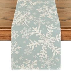 Artoid Mode Navy Blue Snowflakes Christmas Table Runner, Seasonal Winter Holiday Kitchen Dining Table Decoration for Home Party Decor 13×72 Inch