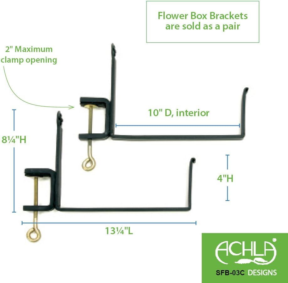 ACHLA DESIGNS Copper Plated Large Flower Box with Black Railing Clamp Brackets, 35.5 Window Box Planter - Image 6