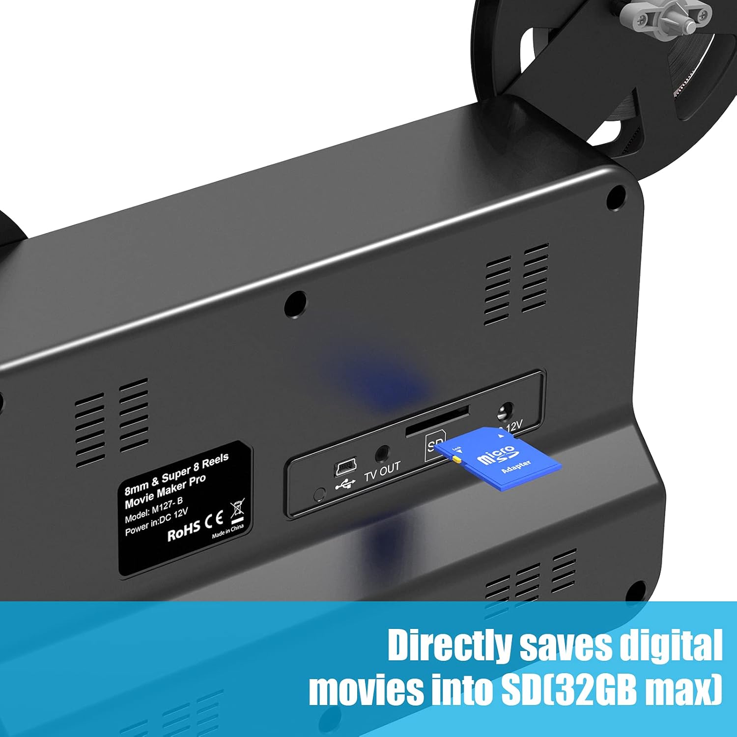 8mm & Super 8 Reels to Digital MovieMaker Film Sanner Converter, Pro Film Digitizer Machine with 2.4 LCD, Convert 5 inch and 8 inch 8mm Super 8 Film reels into 1080P Digital Videos - Image 5