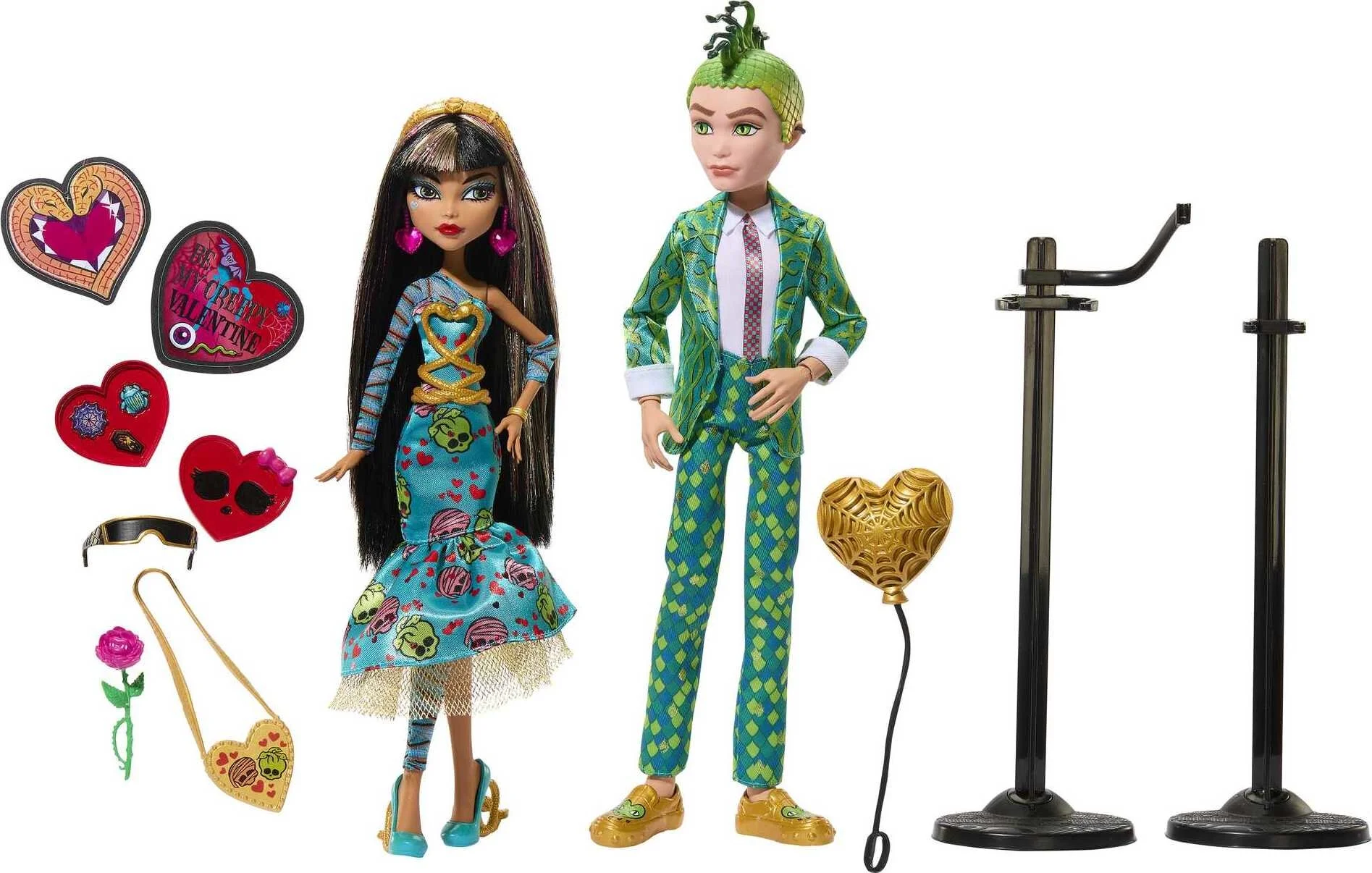 Monster High Cleo De Nile and Deuce Gorgon Collectible Dolls, Howliday Love Edition 2-Pack - Image 4